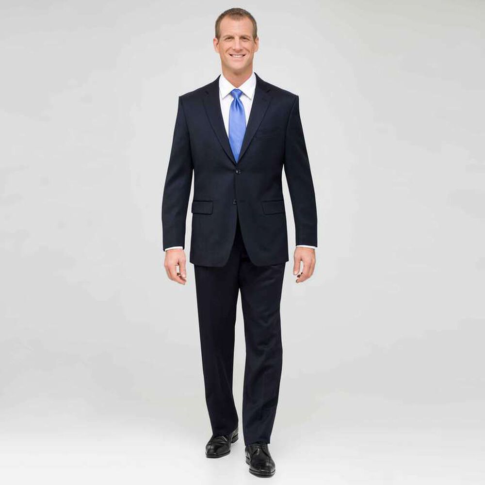 Navy Single Pleat Wool Suit