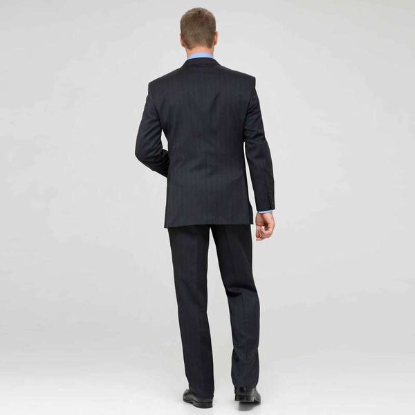 Charcoal Single Pleat Striped Wool Suit