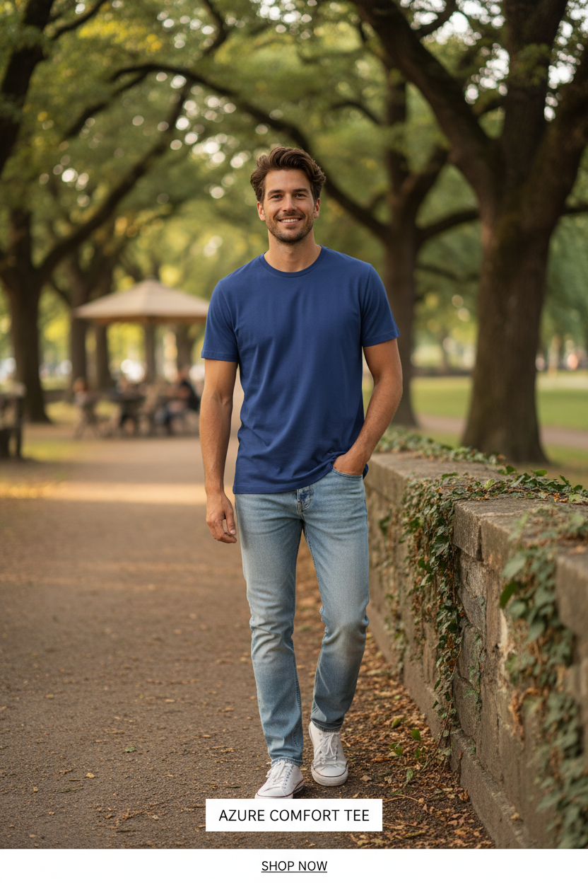 Classic Blue T-Shirt lifestyle shot